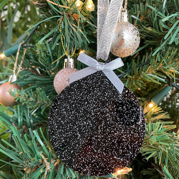 Personalised glitter hanging bauble