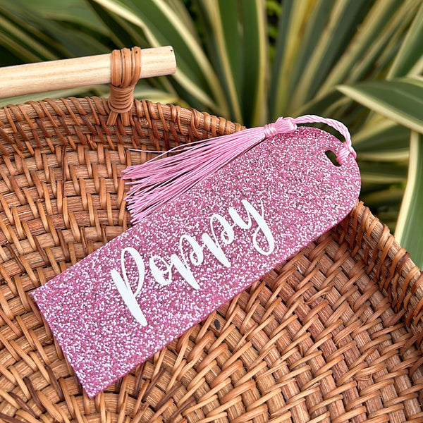 Personalised glitter bookmark with tassel