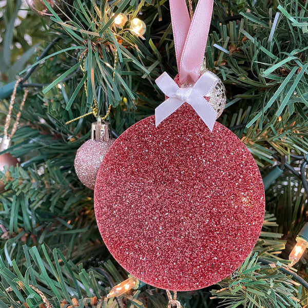 Personalised glitter hanging bauble