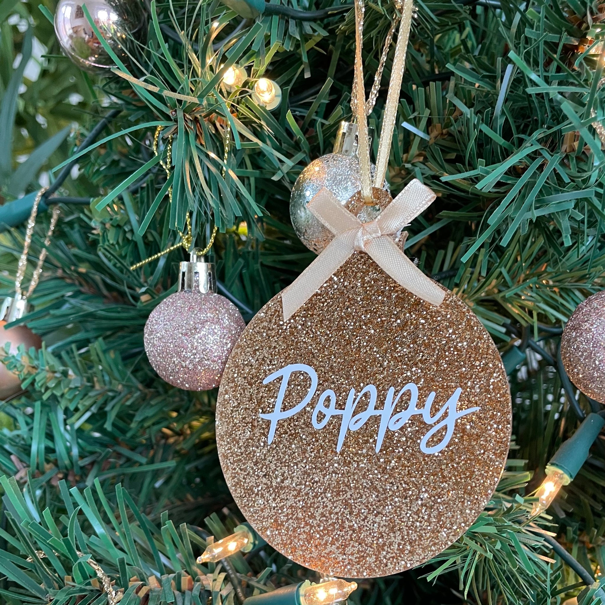 Personalised glitter hanging bauble