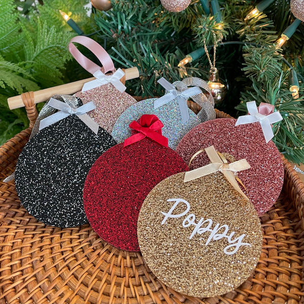 Personalised glitter hanging bauble