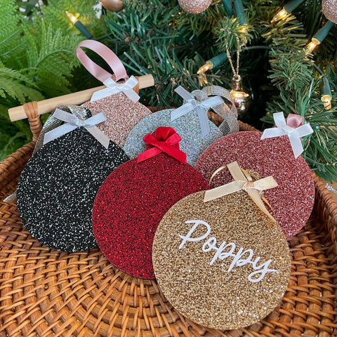Personalised glitter hanging bauble