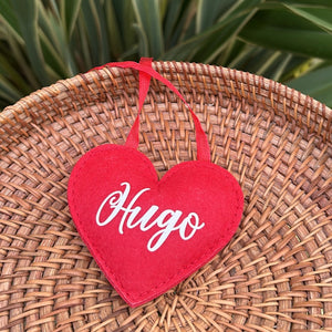 Personalised hanging felt heart