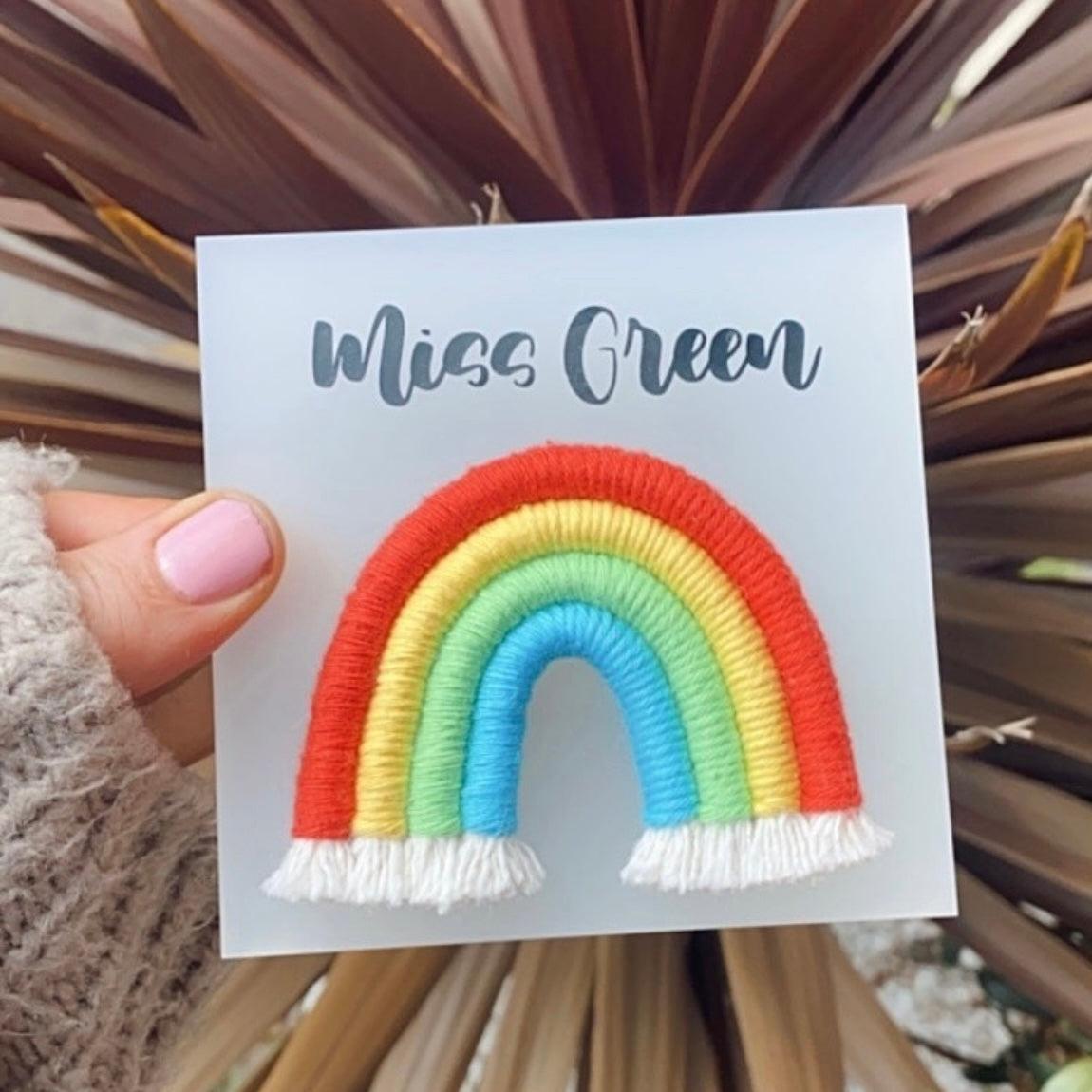 Freestanding acrylic block with name and rainbow