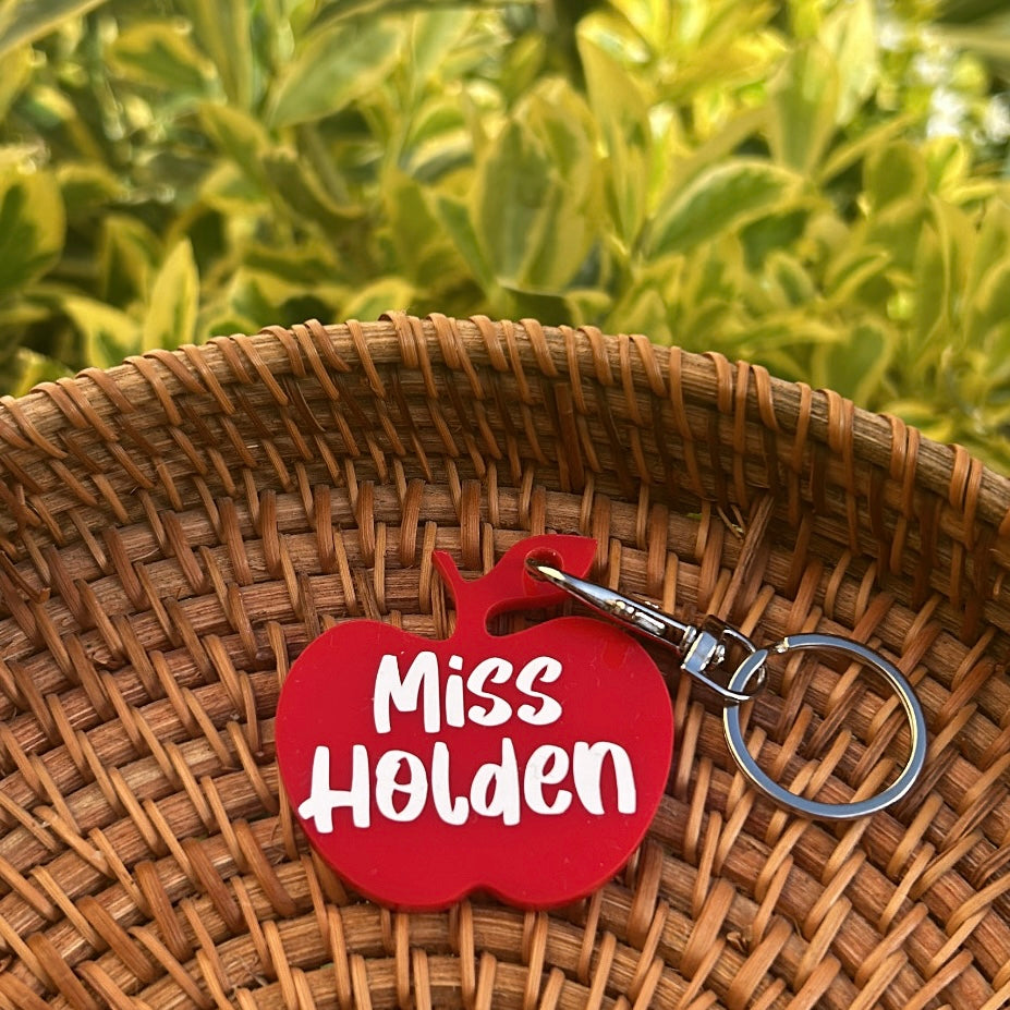 Personalised apple keyring