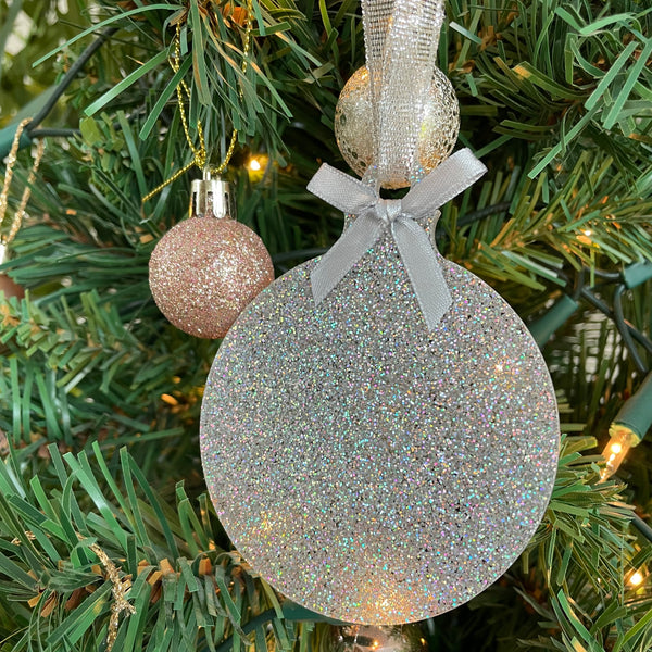 Personalised glitter hanging bauble