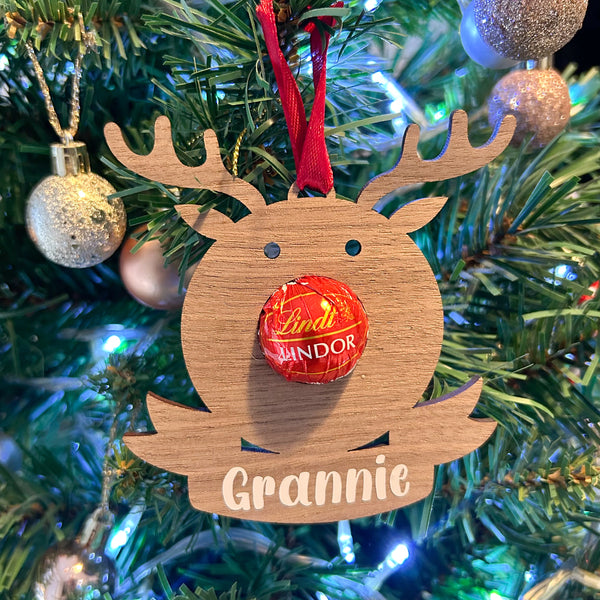 Personalised reindeer chocolate holder (chocolate not included)