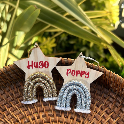 Personalised hanging wooden star