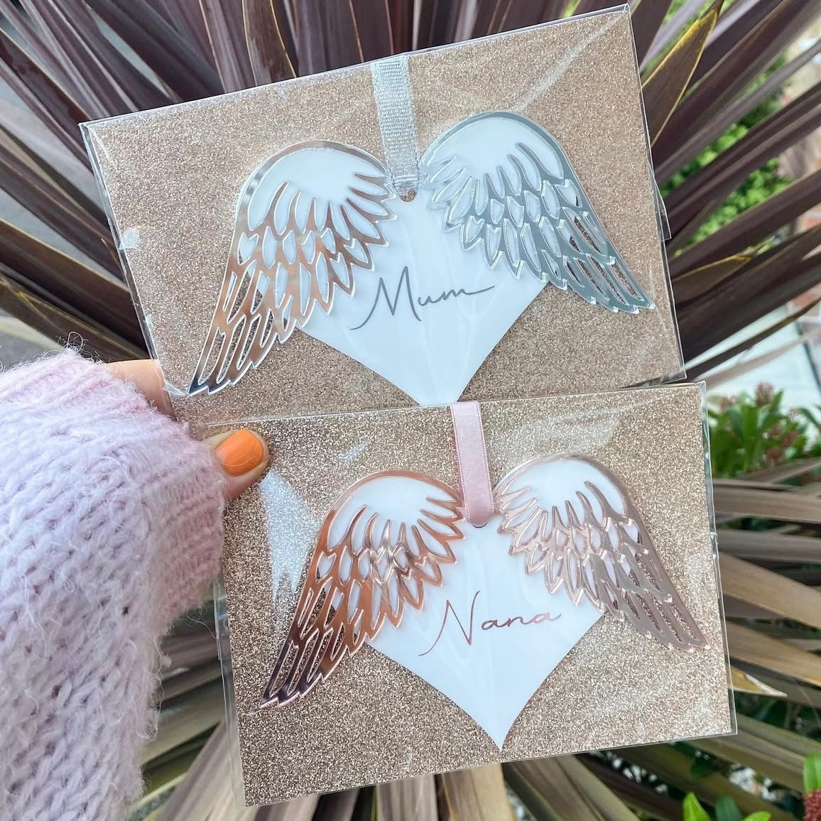 Personalised heart with wings decoration