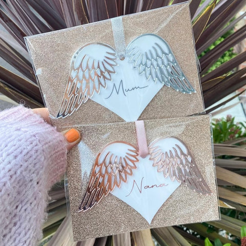 Personalised heart with wings decoration