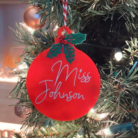 Red acrylic bauble flat